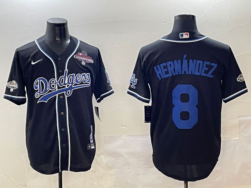 Men Los Angeles Dodgers 8 Hernandez Black Fashion Game 2025 Nike MLB Jersey style 3063